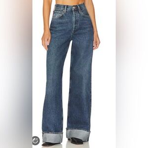 Agolde Dark Blue Wide Leg Flare Jeans